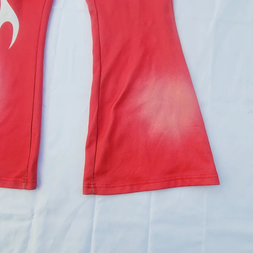 I Fear God Flared Sweatpants Mens sz Small Red Flame Graphic Streetwear P03